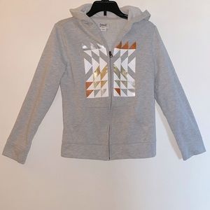 Everlast Girl’s Heather Gray Geometric Fleece Hoodie Jacket (Size: Large)